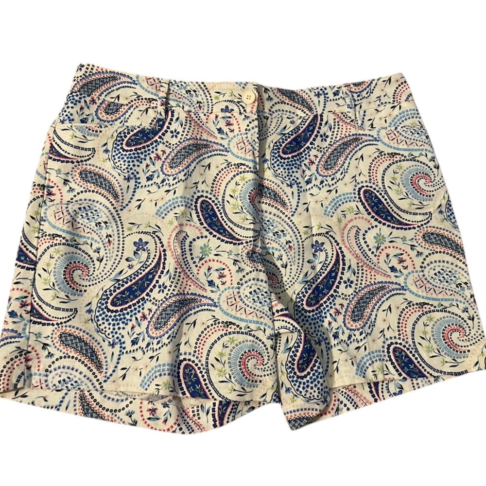 Talbots Linen‎ Blend Paisley Shorts Women’s 14P Petite 6.5” Inseam Summer